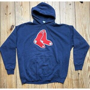 Boston Red Sox Hoodie Mens XL Blue Navy Red Sweatshirt Pullover Sox Logo MLB